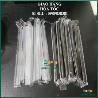 Sỉ ống hút trân châu phi 12 đen trắng có màng bọc 1 gói khoảng 500gram