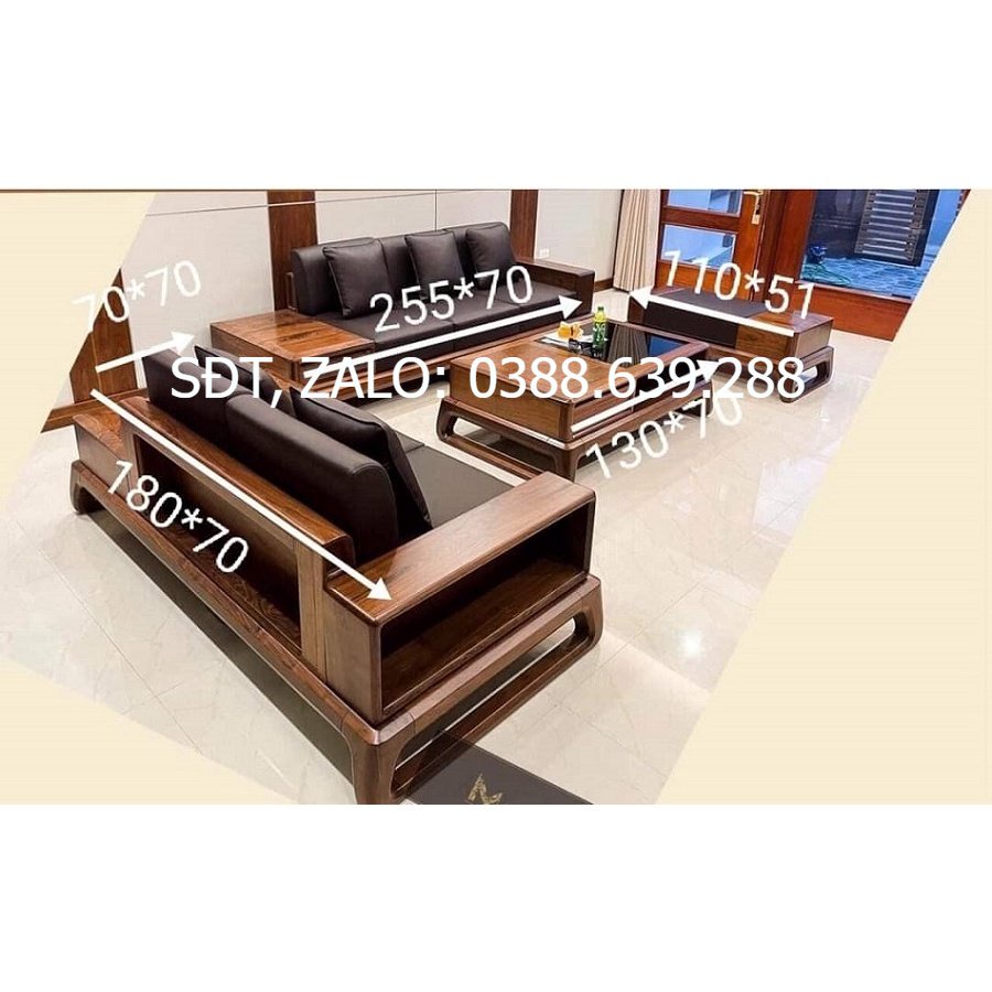 Bộ bàn ghế sofa phòng khách gỗ sồi Nga chân quỳ