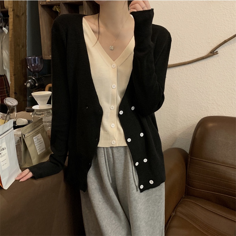 SUXI Áo Len Dài Tay Cổ Chữ V Thời Trang Nữ Tính