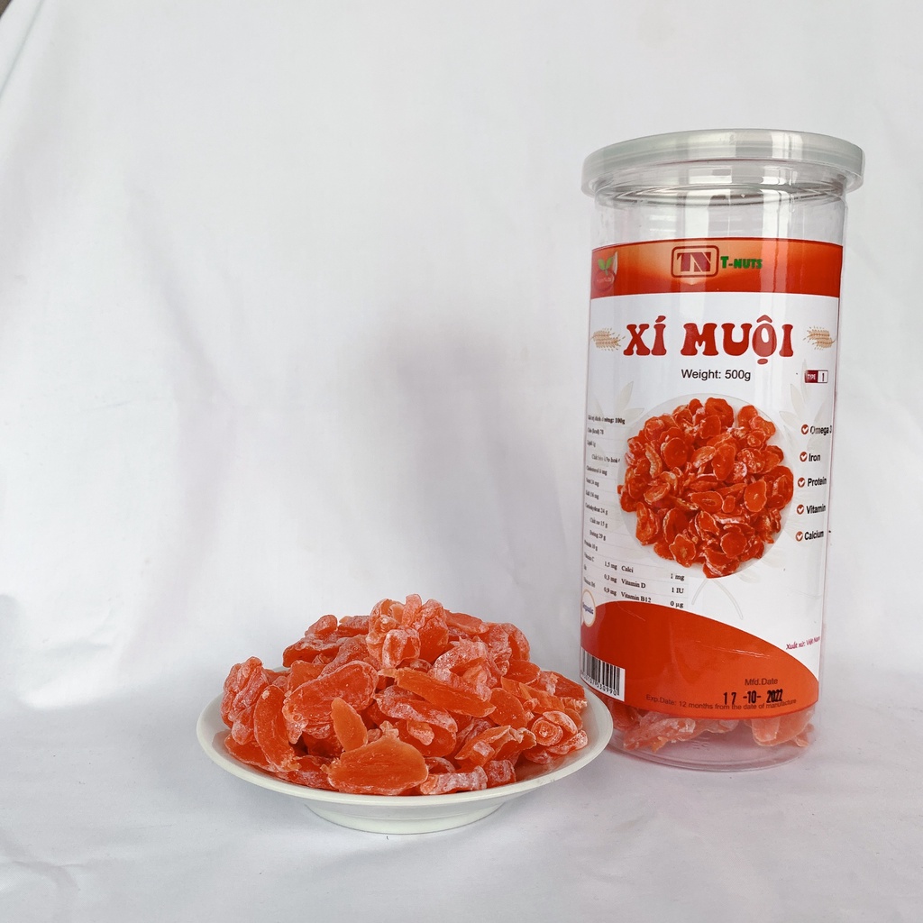 Ô Mai Đào Hồng Xí Muội Sấy Dẻo Thái Lát Vị Chua Ngọt Hũ 500g