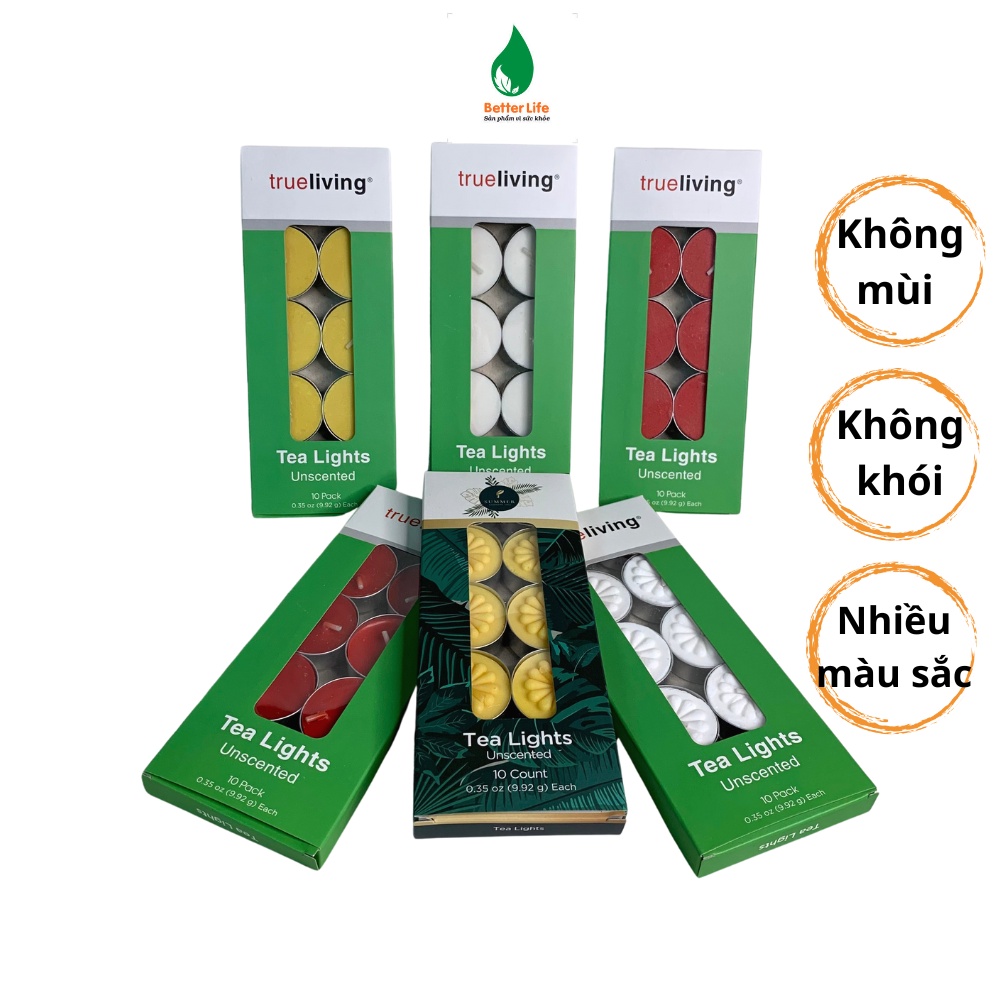 Hộp 10 viên Nến tealight đốt đèn xông tinh dầu, trang trí tiệc, nến viên tròn, nến mini cháy hơn 4 giờ – Better Life