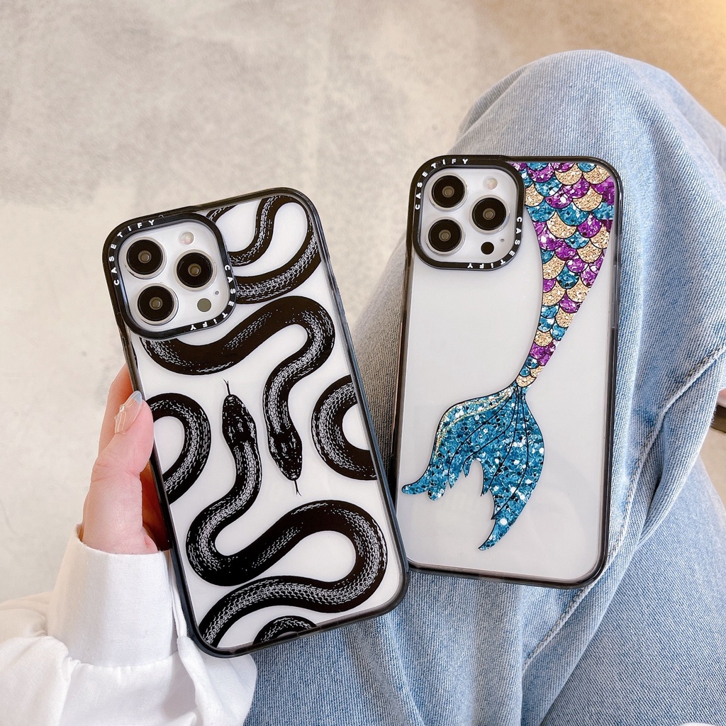 Ốp Điện Thoại acrylic Hình Nàng Tiên Cá & Rắn Cho Iphone 14 14 13 12 11