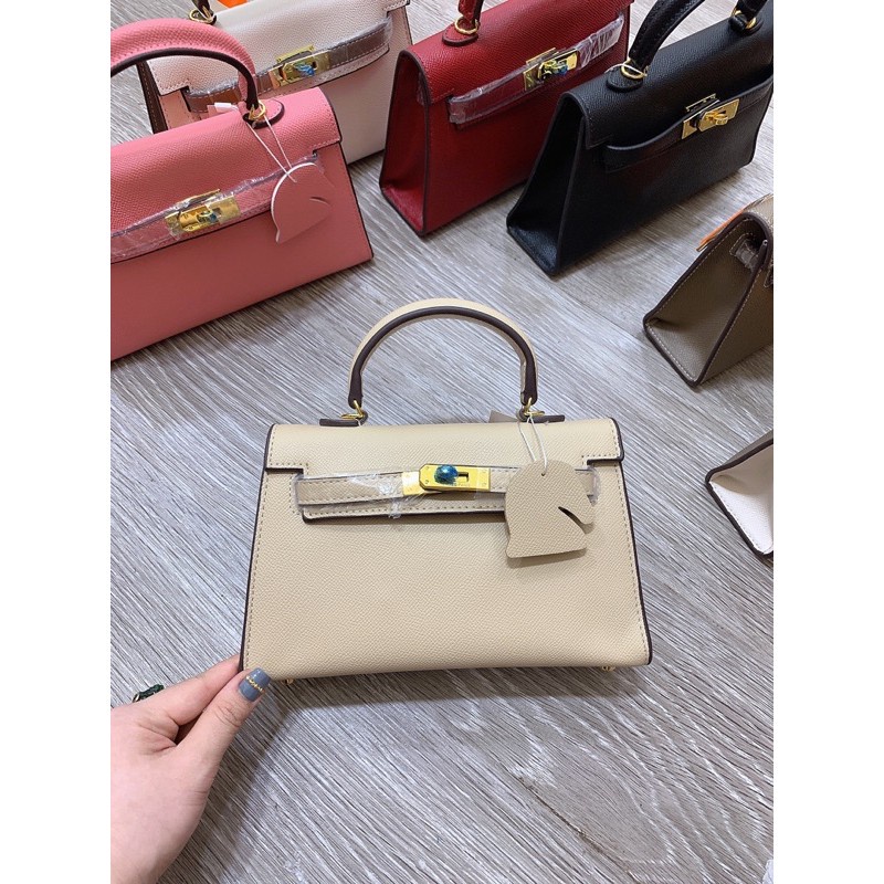 Túi xách cầm tay đeo chéo Herr.mes size 22 và size 19 dáng lùn da lì tag vàng hàng Túi xách Linahop