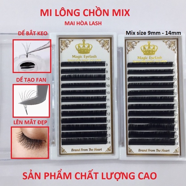 Mi khay lông chồn mix size ( 9mm-14mm )_Mi khay chất lượng cao_Mai Hòa Lash
