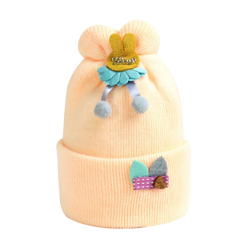 Mũ Bonnet Bằng Vải Dệt Tay Hình Tai Thỏ Ấm Áp Dành Cho Bé Trai Gái