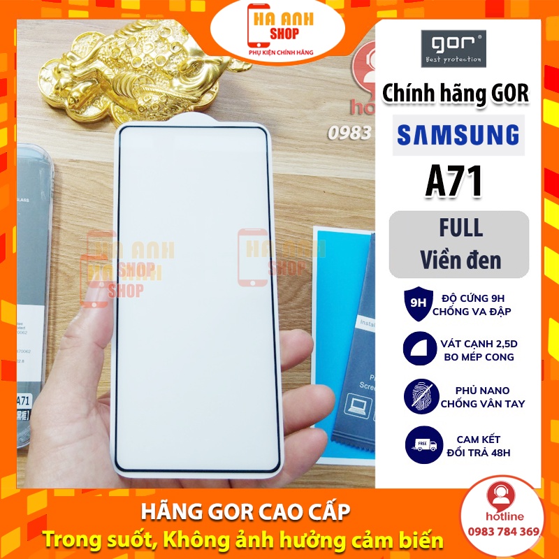 Kính cường lực Samsung Galaxy A71 trong suốt full màn chính hãng GOR 9H cao cấp(tặng keo chống hở mép)