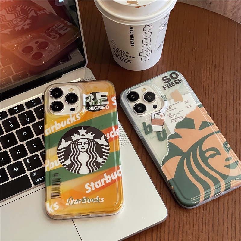 Hoạt Hình Ốp Điện Thoại Mềm Trong Suốt Hình starbucks Cho iphone15 15pro 15promax 14promax 14 14pro 13 13pro 13pm 12 12p 11