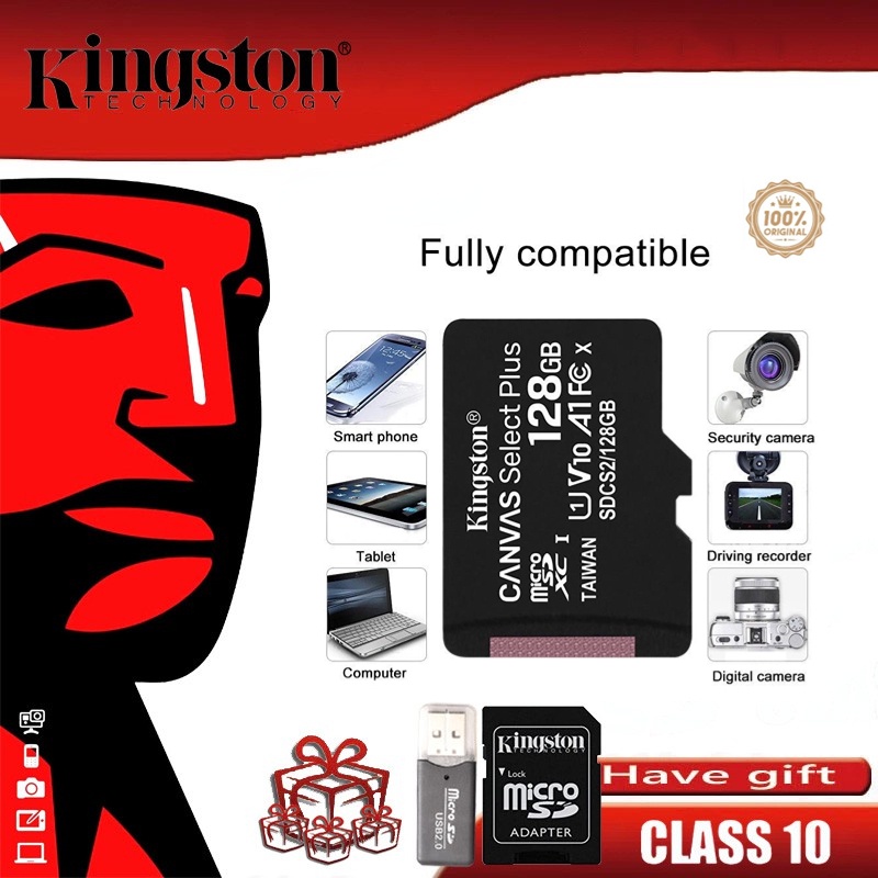 KINGSTON Thẻ Nhớ Micro Sd Class 10 120MB / s 16GB / 32GB / 64GB / 128GB / 256GB / 512GB / 1TB TF Cho CCTV Dashca