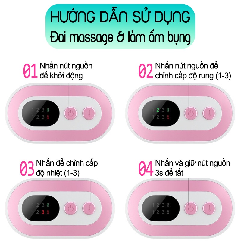 Đai massage bụng làm ấm bụng giảm đau bụng khi đến kỳ kinh nguyệt, máy massage làm ấm tử cung cho phụ nữ