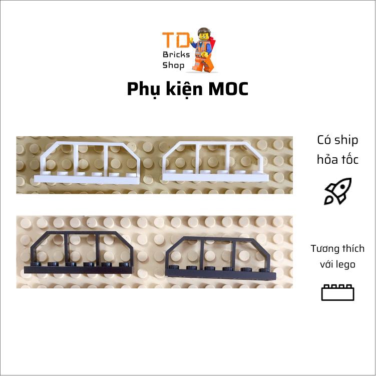 Phụ kiện lego, MOC, combo 5 gạch hàng rào vườn hoa, chặt góc màu trắng hoặc đen, 1x6