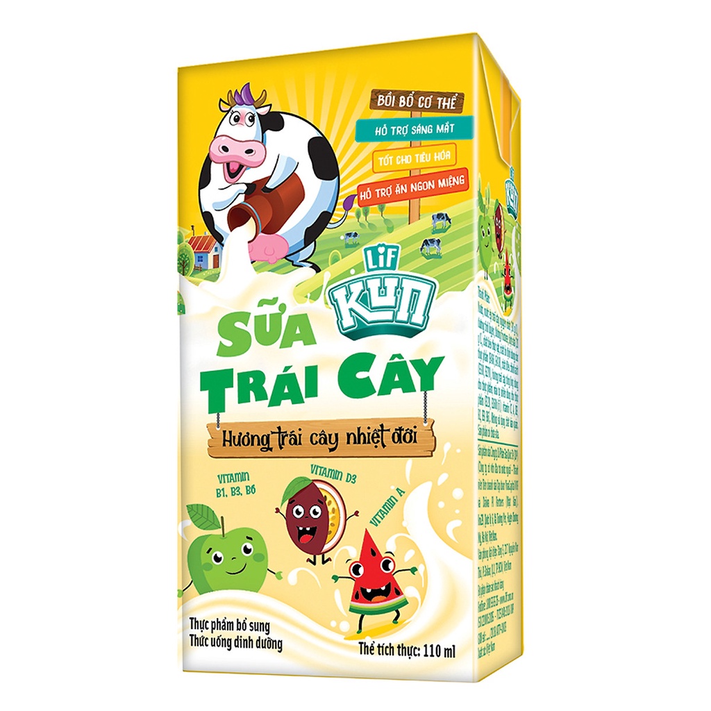Thùng 48 hộp Sữa trái cây KUN 180ml