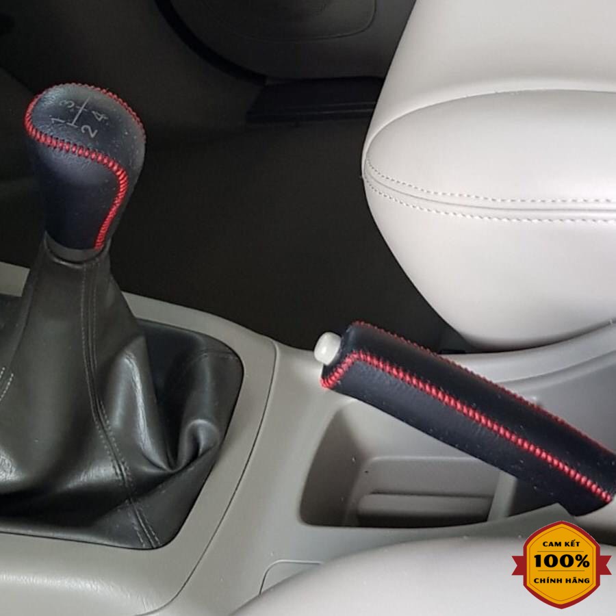 Bọc cần số, phanh tay TOYOTA FORTUNER, INNOVA 2006 - 2016 SỐ SÀN da bò thật 100%, bảo hành 2 năm