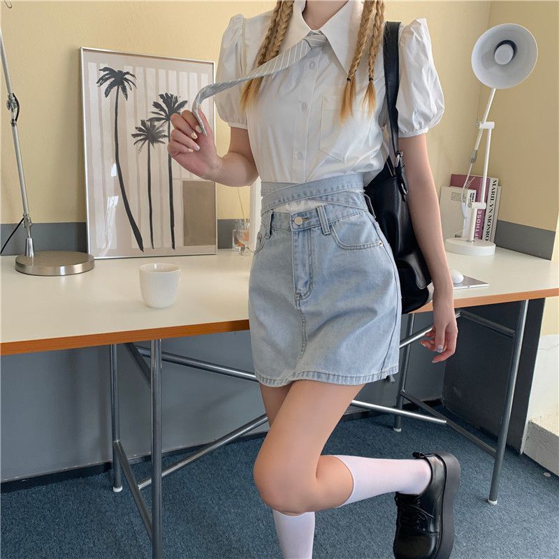 Chân Váy Denim Chữ A Lưng Cao Phong Cách Thời Trang Mùa Hè Mới 2022