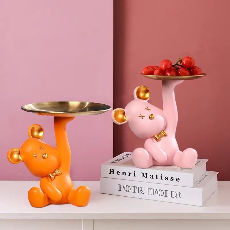 Kệ, Tượng Gấu Bê Khay Sang Trọng, Thích Hợp Làm Quà Tặng, Trang Trí Decor Nhà Cửa, Phong Cách Châu Âu