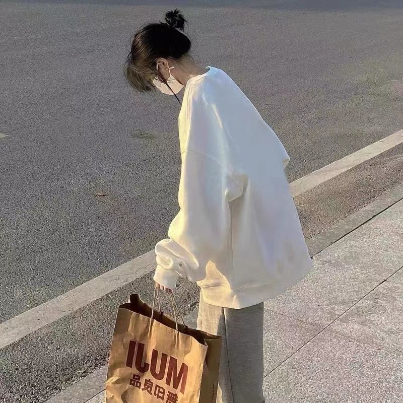 NRVP Áo Thun Nữ Dài Tay Dáng Rộng In Hình Phong Cách Hàn Quốc Mới