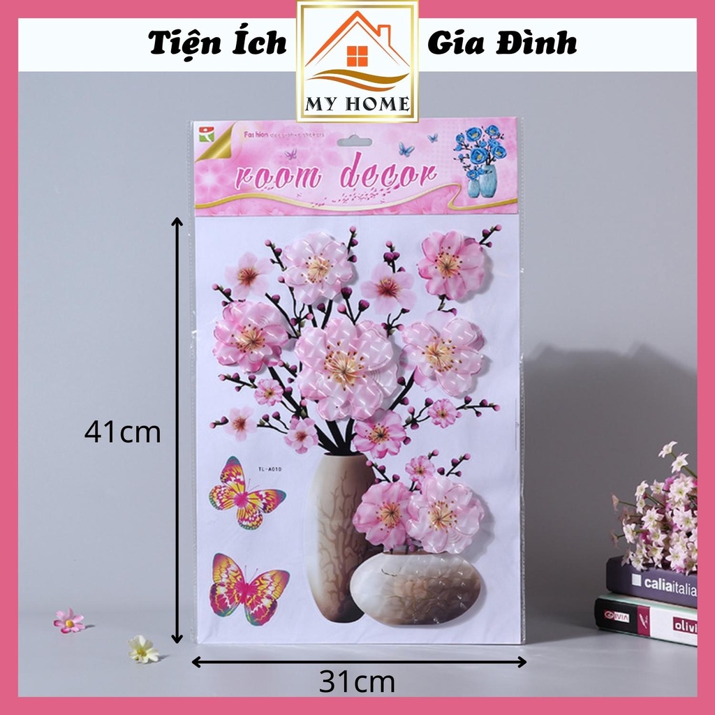 Tranh hoa 3D dán tường, tranh hoa nổi dán tường trang trí nhà cửa, decor phòng