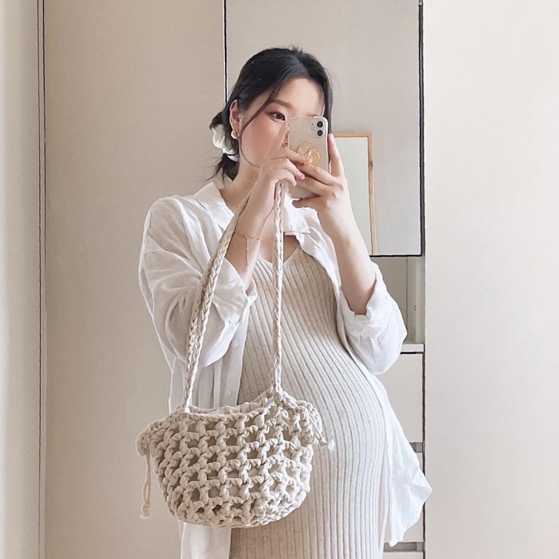 TÚI LƯỚI MÓC ĐEO HAI KIỂU HANDMADE. KÈM TÚI VẢI