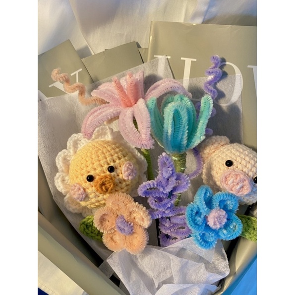 Bó hoa len mix kẽm nhung