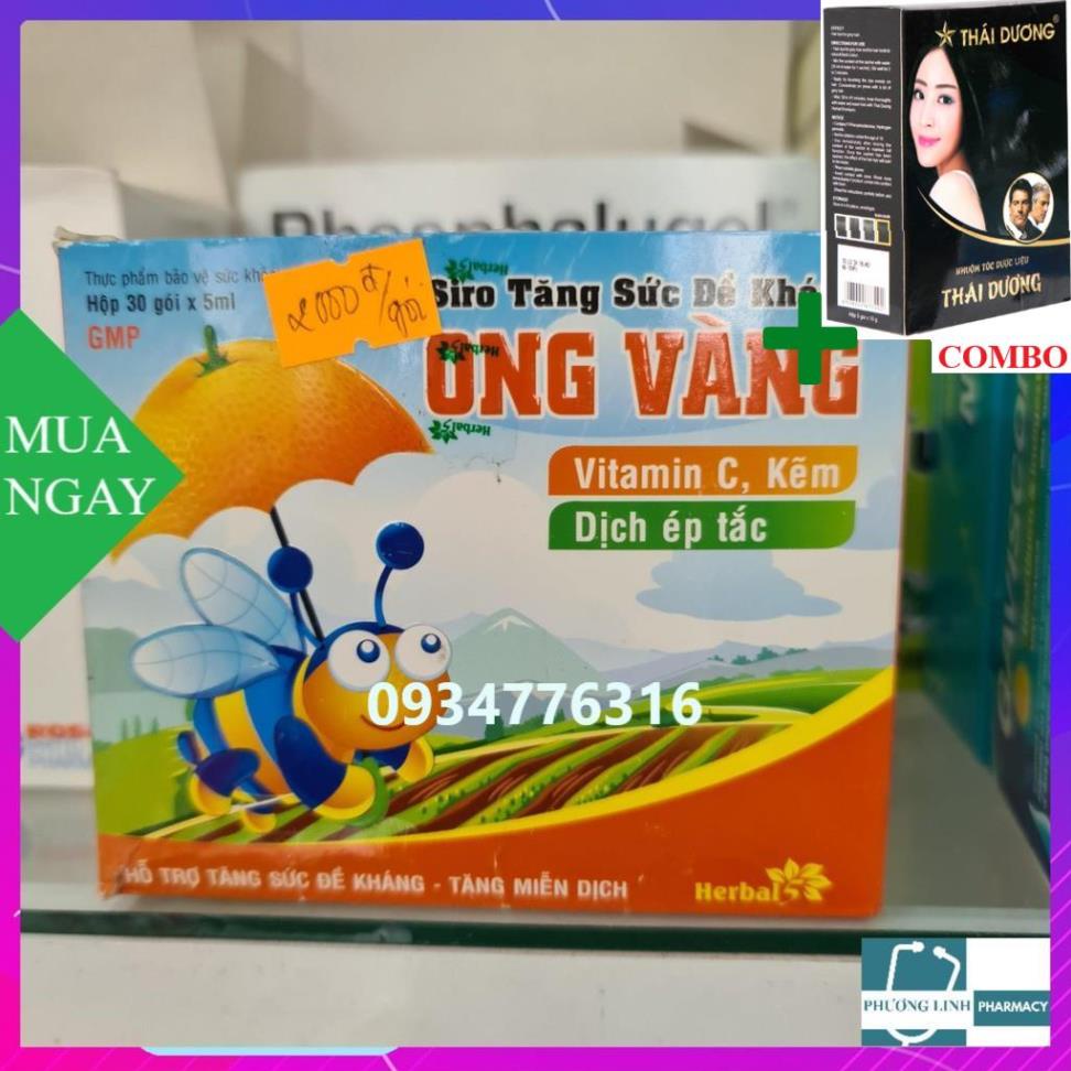 Combo Gội Là Đen Thái Dương+ Siro Tăng Đề Kháng cho bé Ong Vàng H30 gói