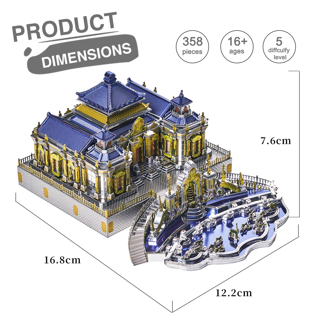 Bộ đồ chơi lắp ráp PIECECOOL mô hình kiến trúc truyền thống Trung Hoa 3D bằng kim loại