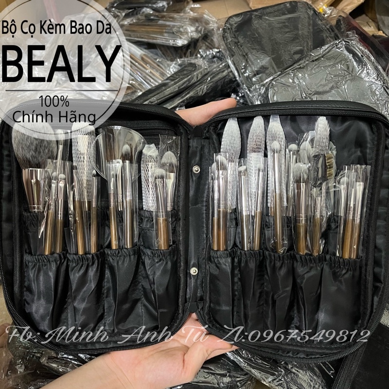 Bộ Cọ Bealy Cao Cấp Cán Gỗ Lông Thú Có Bao Da Chính Hãng