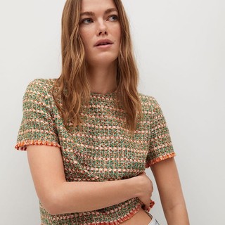 [Mango Auth] Áo Tweed Nữ Cổ Tròn Mango