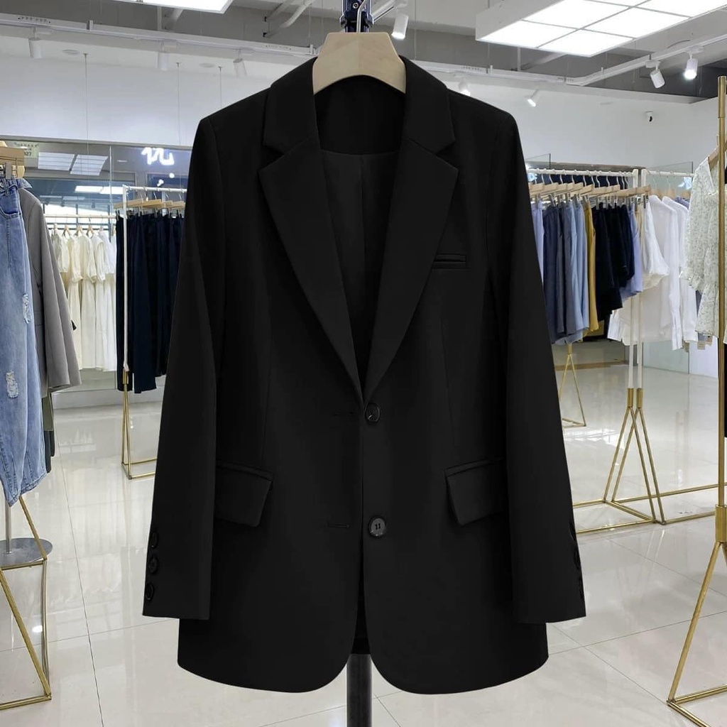 Áo blazer nữ áo vest dài tay khoác ngoài phong cách hàn quốc màu đen nâu tây