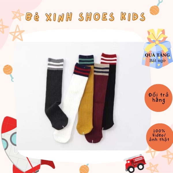 Tất Vớ Đùi Giả Bốt Cổ Dài Chất Cotton Co Giãn Cho Bé Gái Mặc Váy Bé Trai Tập Thể Thao Trẻ Em Nam Nữ 3 - 9 tuổi