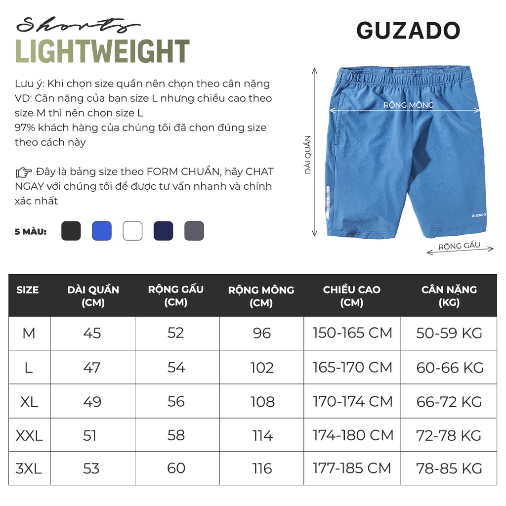 Quần đùi thể thao nam Sporty Shorts GUZADO co giãn thoải mái vận động ngày dài năng động form Regular Fit SR22001 | BigBuy360 - bigbuy360.vn
