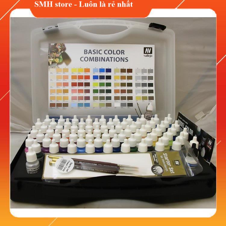 Bộ màu sơn mô hình cao cấp vallejo 70172 - 72 màu cơ bản và 3 cọ.