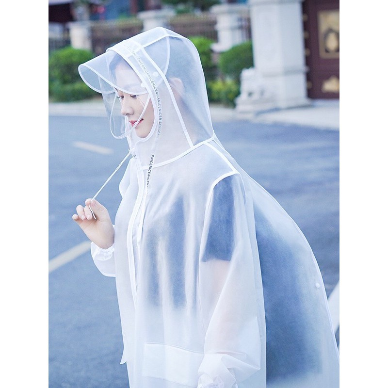 Áo Mưa Trong Suốt Kiểu Dáng Thời Trang Có Khóa Kéo,Nút Cài Và Có Nón Bảo Vệ Che Mưa Cực Tốt