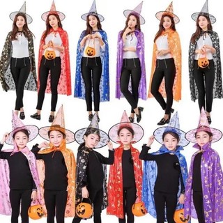 Set nón và áo choàng phù thủy halloween loại rẻ