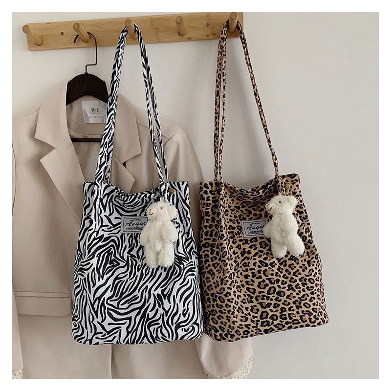 Túi vải Cỡ Lớn In Họa Tiết Da Báo Phong Cách Hong Kong Cổ Điển Thời Trang Cho Nữ