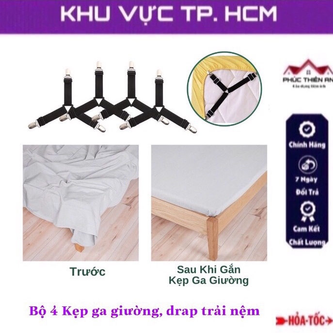 Bộ 4 Kẹp ga giường, drap trải nệm - đa năng, tiện dụng