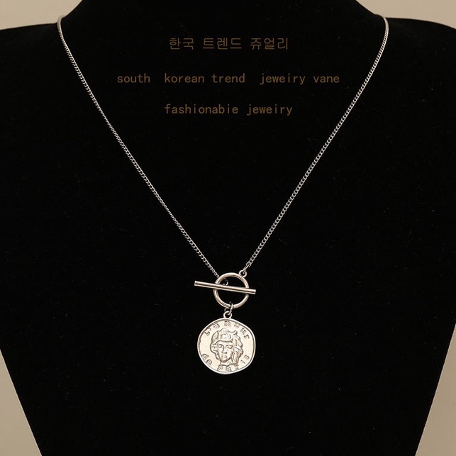 Vòng cổ Mạ Vàng 16K Phối Mặt Đồng Xu Thời Trang Retro Cho Nữ