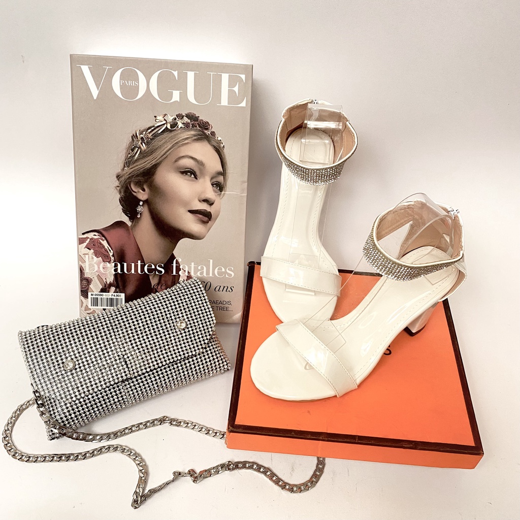 Giày Sandal nữ bigsize mũi tròn quai ngang cổ xoàn khóa kéo gót bọc 7 phân SD019