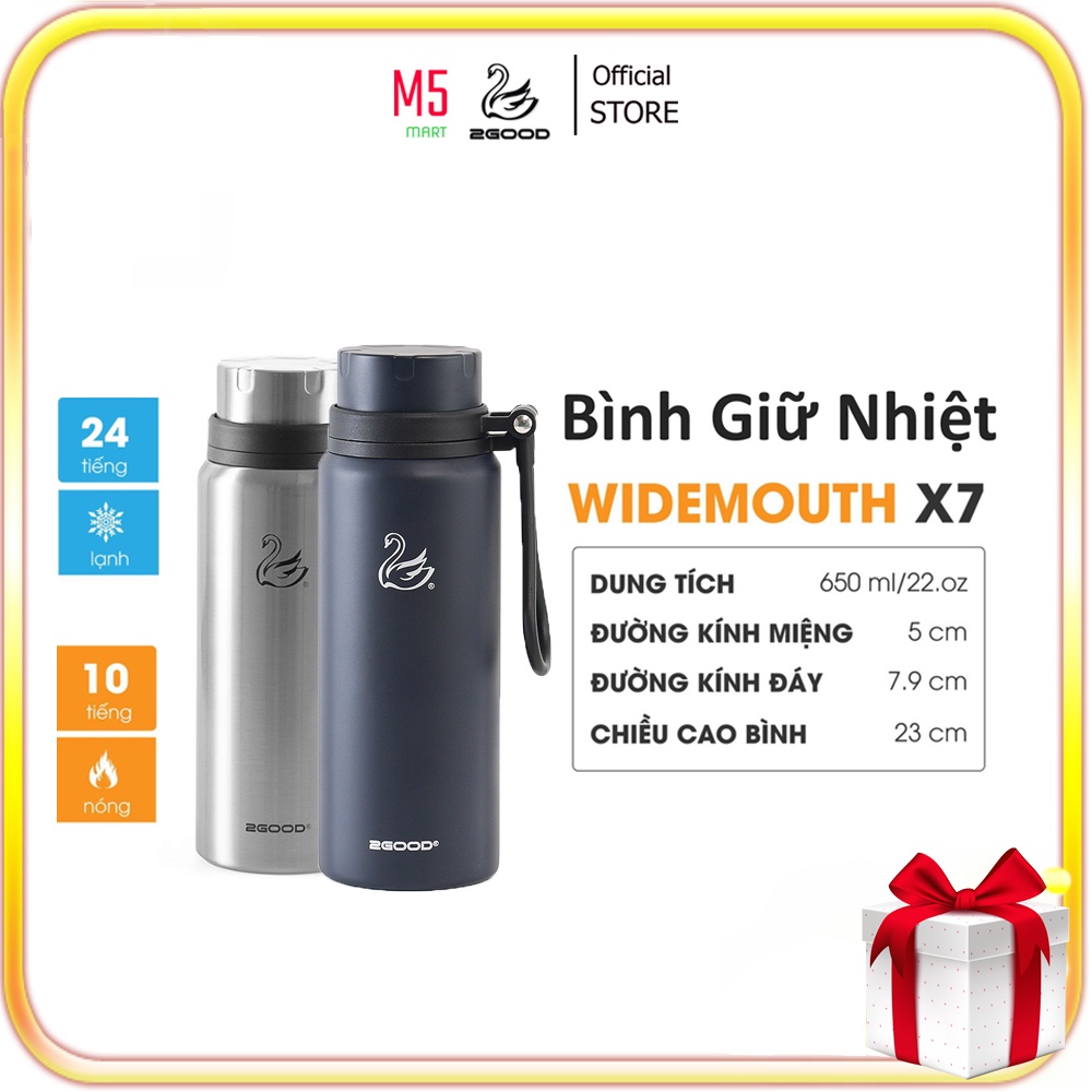 Bình giữ nhiệt 2GOOD Wide Mouth X7 650ml (Stainless) Bảo Hành Chính Hãng 5 năm