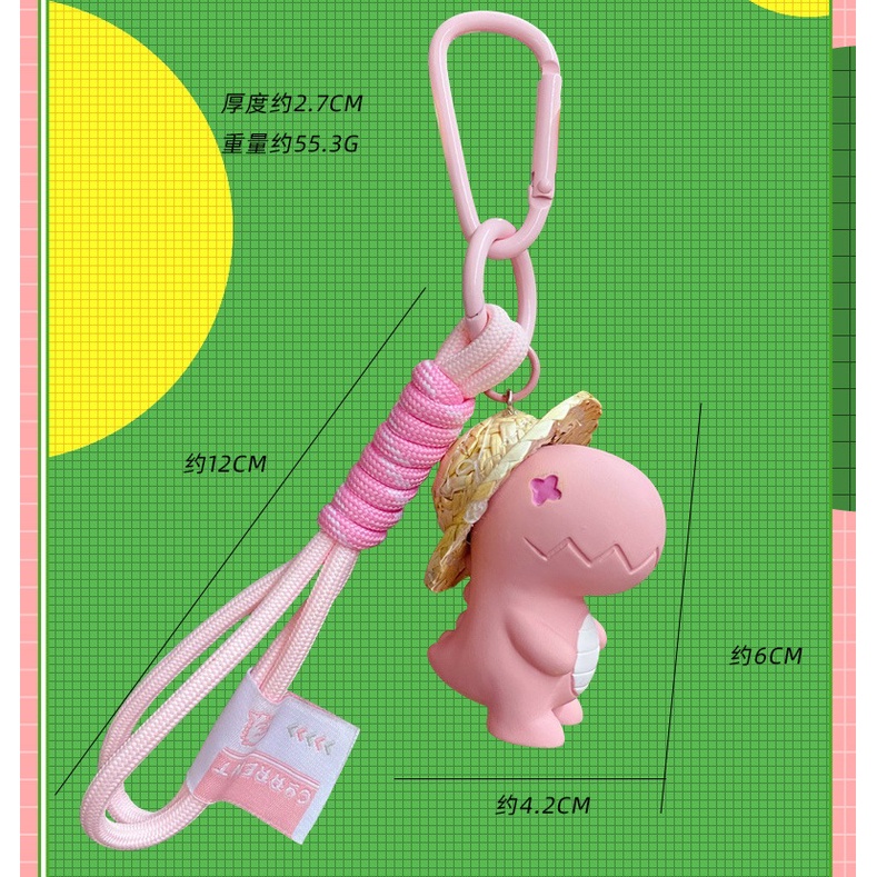 Móc khóa Khủng long đội nón lá đáng yêu