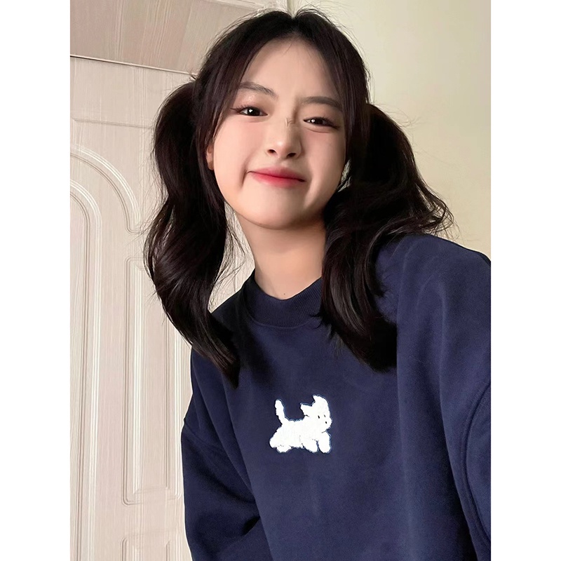 NRVP Áo Thun Nữ Dài Tay Dáng Rộng In Hình Phong Cách Hàn Quốc Mới