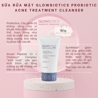 Sữa rửa mặt Glowbiotics Acne Treatment Cleanser cho da dầu mụn - Revitalizing Cleanser làm trắng da
