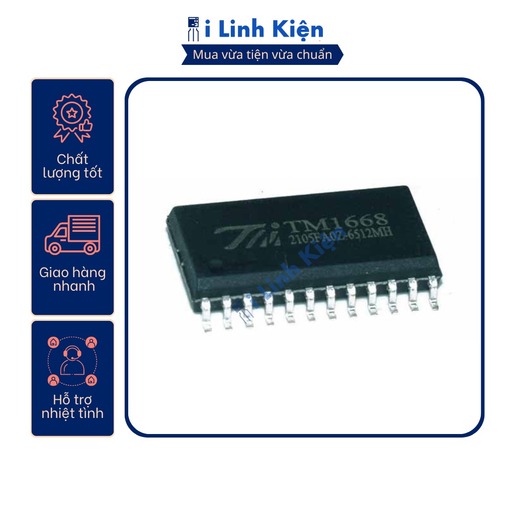 TM1668 IC quét led và bàn phím chất lượng tốt.
