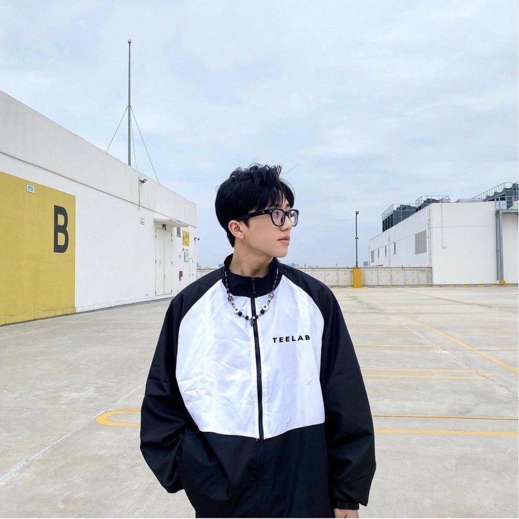 Áo khoác jacket TEELAB dù 2 lớp phối màu Local Brand unisex - Áo khoác nam nữ Ullzang Basic có form rộng XL - LOUSI.SG