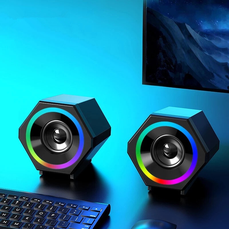 Loa Máy Tính Để Bàn Mini Led Rgb 2.0 Kisonli L-6060 Loa Vi Tính Laptop Gaming Nghe Nhạc Bass Lớn Có Dây
