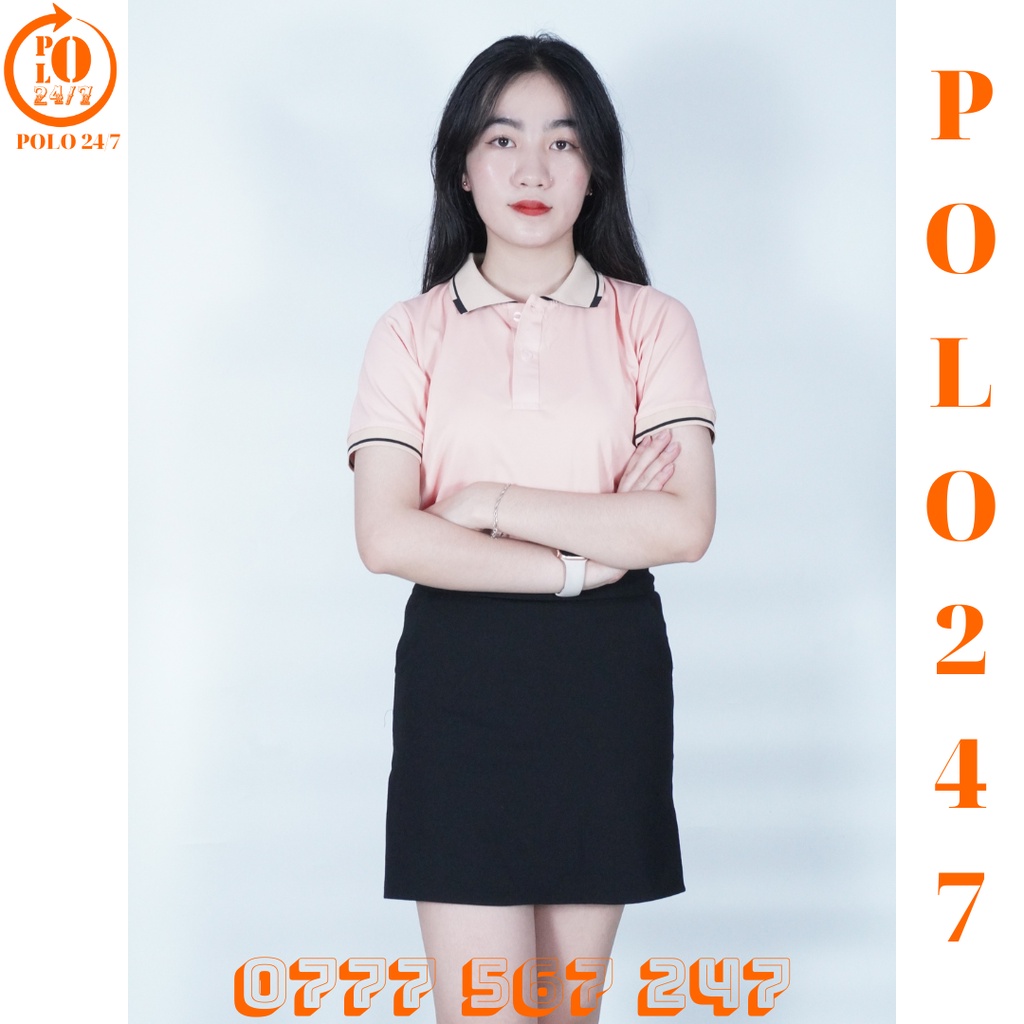 Polo hồng phấn đơn giản tinh tế,cho cặp đôi, chất vải cá sấu cotton co giản 4 chiều, thoáng mát.