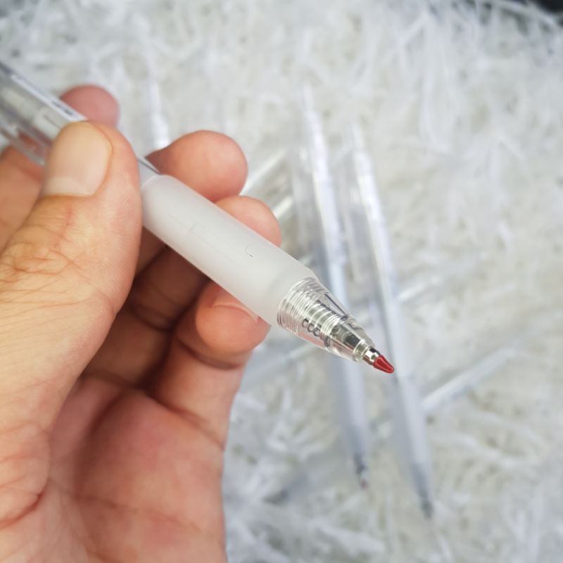 Bút gel Deli văn phòng sinh viên thiết kế vỏ trong suốt ngòi 0,5mm mực đen A057B-01