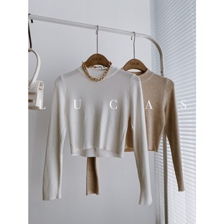 Áo len tăm be cổ lọ 3p dáng croptop body