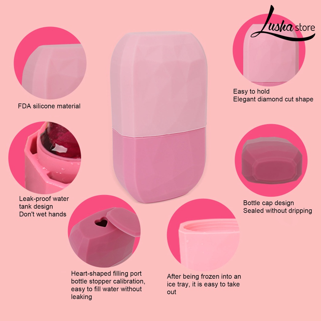 LUSHASTORE Khay Silicone Làm Đá Mát Xa Mặt Tiện Dụng