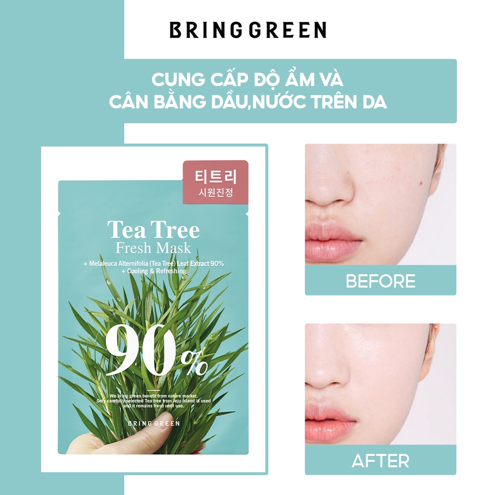 Mặt Nạ Tràm Trà Dưỡng Da Bring Green Tea Tree 90% Fresh Mask 20g (10pcs/pack)