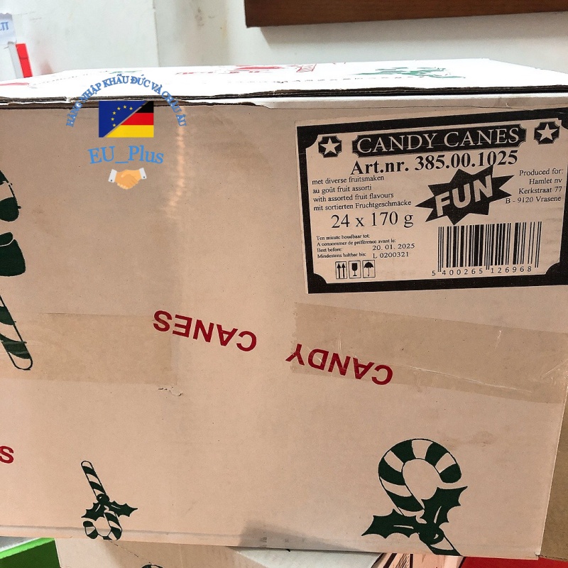 Kẹo gậy Giáng Sinh cho bé 12 chiếc 170g - Mỹ ------ có 2 loại mix màu và loại 1 màu