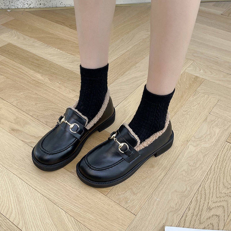 Giày Búp Bê Phối Lông Thú Thiết Kế Hợp Thời Trang Cho Phái Nữ